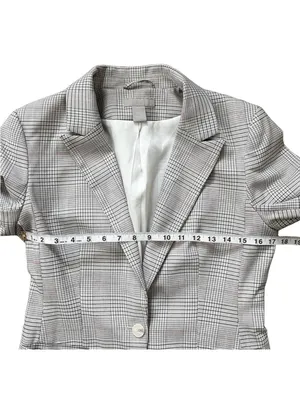 H&M Glen Plaid Single Button Notch Lapel Suit Jacket Lined Blazer Size Small thumbnail 7