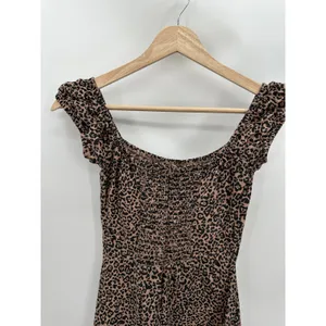 Reformation Toulouse Dress Womens 2 Cream Black‎ Cheetah Print Linen Midi thumbnail 7