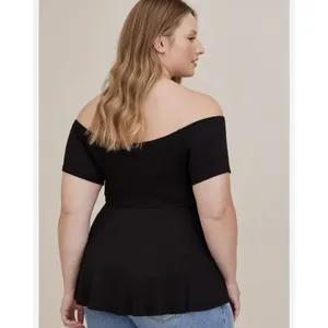 Torrid Off Shoulder Peplum Top dark gray, Torrid Size 2 / 2X (18/20) NEW NWT thumbnail 3