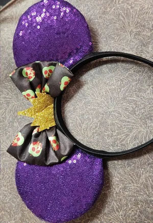 Disney Parks Villains Snow White Poisen Apple Minnie Mouse Ears Purple Sequin thumbnail 1