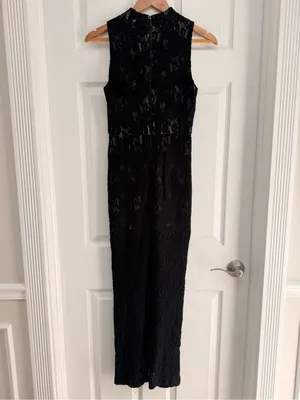 Alice + Olivia Gisela High Neck Long Lace Sleeveless Black Maxi Dress 2‎ thumbnail 5