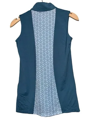 Hadley Sunshield Size S Teal Blue Horsebit Back Panel Riding Zip Sleeveless Top thumbnail 2