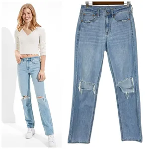American Eagle 90s Straight Jeans | Size‎ 4 | Ripped Distressed Baggy Denim thumbnail 2