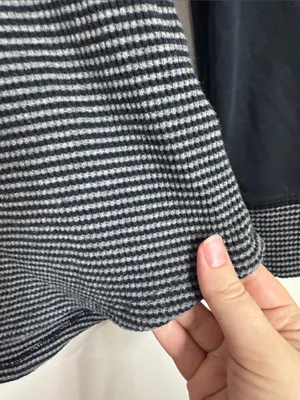 Columbia Black & Gray Striped Hooded High Neck Drawstring Rib Longsleeve Top S thumbnail 6
