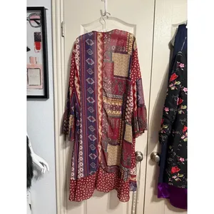 Boho Patchwork Bell Sleeve Sheer Duster‎ Cardigan Festival Hippie Cottagecore thumbnail 4