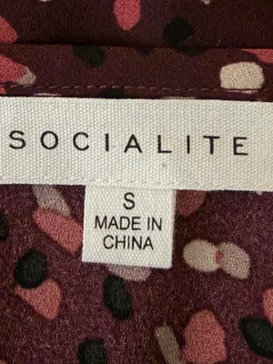 SOCIALITE Burgundy Surplice Faux-Wrap Asymmetrical Ruffle Midi Dress Small thumbnail 8