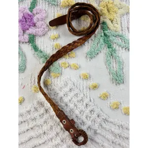 Vintage‎ Braided Leather Belt Cognac Brown Woven Boho Western 36 Inch thumbnail 2