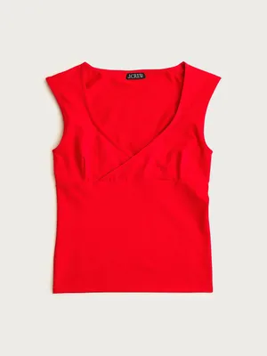 J. Crew Stretch Cotton Cap-Sleeve Crossover Shirt, Vintage Red, Size Small, NWT thumbnail 4