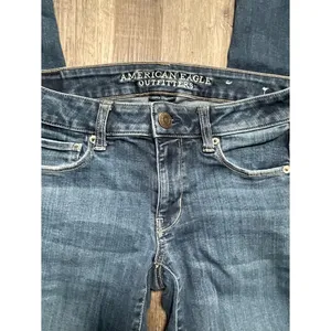 American‎ Eagle Outfitters Women's Blue Super Stretch Skinny Jeans thumbnail 3