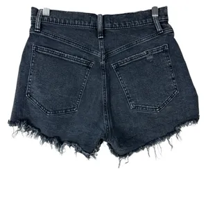 Abercrombie Denim Mom Shorts Womens 2 Curve Black Frayed Distressed Grunge thumbnail 4