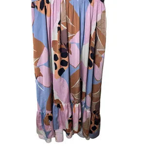 Hutch Arielle Maxi Spaghetti Strap Dress in Peri Floral Geo pink blue sz 8 thumbnail 4