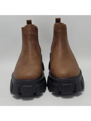 Tinstree Women's Chunky Platform Chelsea Slip On Lug Sole Boot Size 9.5 Brown thumbnail 2