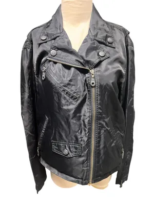 Harley Davidson Jacket Womens Medium Black Nylon Motorcycle Full Zip Embroidered thumbnail 1