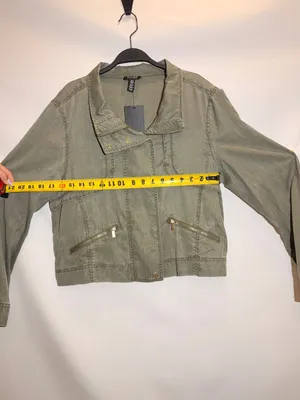 NWT Jones New York Olive Green Cotton Zip Pocket Moto Utility Jacket Size M thumbnail 5