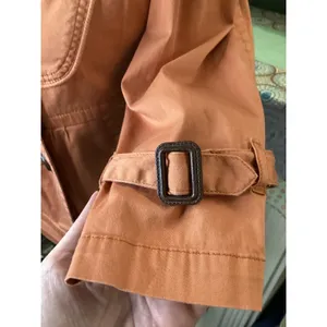 American Rag Salmon Orange Cropped Trench Jacket Double Breasted 3/4 Sleeve XS thumbnail 3