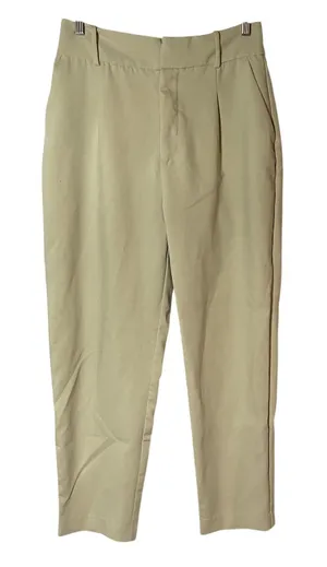 Zara beige business casual trousers women's size large pockets pleated‎ front thumbnail 1