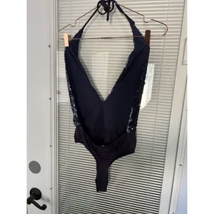 by The Way val Blue sequin halter‎ bodysuit Size S thumbnail 7