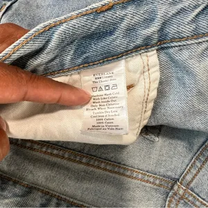 Everlane Cotton Light Blue Denim Button Fly High Rise‎ Straight Ankle Jean thumbnail 9