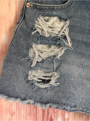 Project Rebel Denim Blue Lightwash High Rise Frayed Hem Jean Shorts Size 11 thumbnail 4