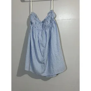 Princess‎ Poly Winston Blue Gingham Mini Dress Women's Size 8 NWT Cottage Core thumbnail 3