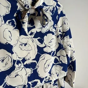 Vintage white and blue floral print dress thumbnail 2