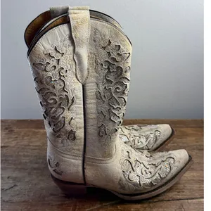 Corral Teens White Glitter Inlay & Embroidery Cowgirl Boots size 5 thumbnail 2
