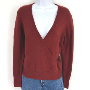NWT‎ Madewell Women Wrap Sweater Scarlet Knit Long Sleeve V Neck Merino Wool S thumbnail 2