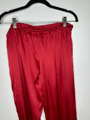 Victoria's Secret Satin Lounge Pajamas Pants Red Pink Piping w/pockets Tie M thumbnail 6