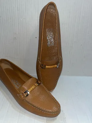 VTG Salvatore Ferragamo tan Leather Horse bit Driving Loafers 7 1/2 C SN 21759 thumbnail 4
