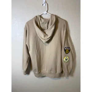 Disney Winnie the Pooh Zip Up Hoodie Patches Sand Beige Womens Medium thumbnail 2