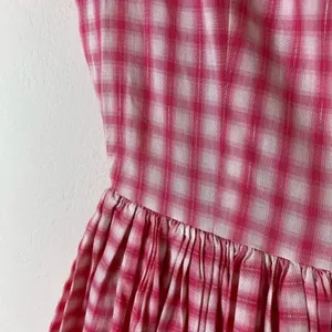 Vintage Pink & White Plaid Lattice Sleeve A Line Midi Dress Size S thumbnail 6