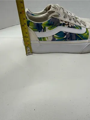 Vans Low Top Canvas Sneakers - White with Green Blue Floral size 6.5 thumbnail 8
