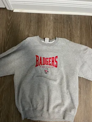 Vintage looking embroidered wisconsin crewneck thumbnail 1