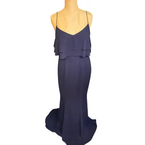 Love, LIkely Navy Blue‎ Sleeveless Layered Ruffle Evening Gown Size 4 thumbnail 3