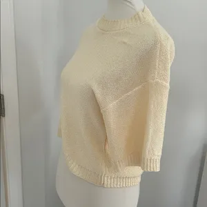 Anthropologie Worn Cream Short Sleeve Knit Crop Top thumbnail 6