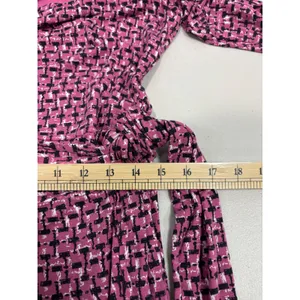 Boden‎ Silvia Long Sleeve A-line Faux Tie Wrap Dress Pink 14L Tall Geometric thumbnail 6