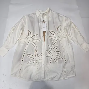 HEMANT AND NANDITA Lani Palm Mini Dress in White XS thumbnail 3