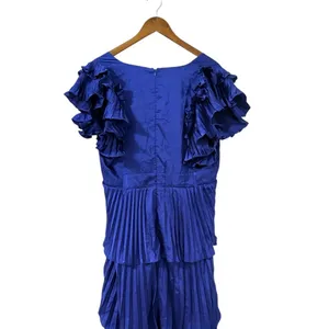 Lulus Stunning Desire Cobalt Blue Satin Pleated Tiered Midi Dress size XXL NWT thumbnail 7