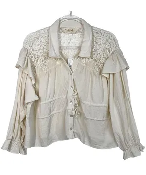 Jen’s Pirate Booty Natural Kiedis Peasant Boho Long Sleeve Top Small New thumbnail 1
