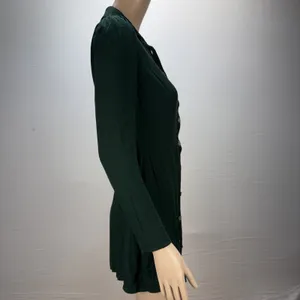 Reformation‎ Hugh Mini Shirt Dress Size 2 Forest Green Gold Buttons Long Sleeve thumbnail 5
