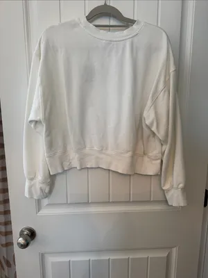 Old Navy White Crewneck Sweatshirt with Navy Script thumbnail 2