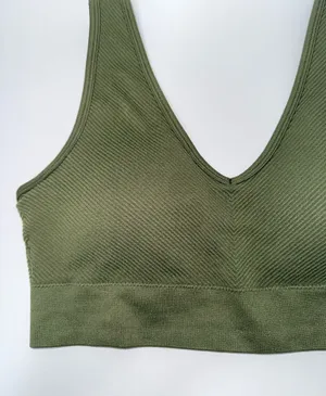 Maurices True Stretch Directional Ribbed Bralette Olive Green thumbnail 3
