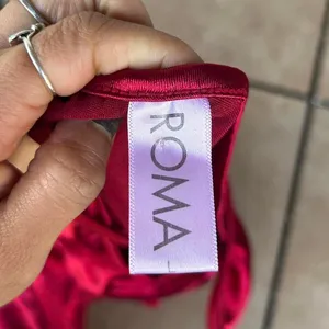 Red satin mini dress with halter neck thumbnail 7