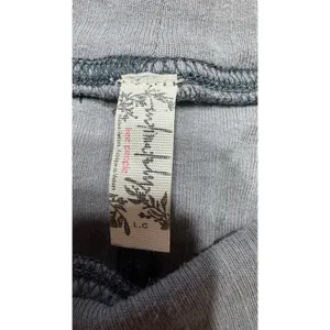 Free People Mock Neck Ribbed Long Sleeve‎ Top Blue Grey Womens Large thumbnail 3