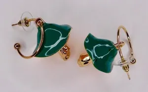 NEW Dotted‎ Mushroom Gold Metallic Earrings Mushrooms Dangle Dangling Teal Green thumbnail 1