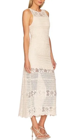 Crochet You Love Me Beige Crocheted Sleeveless Maxi Dress BB Dakota by Steve thumbnail 2
