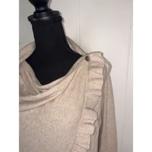 Claudia Nichole M Silk Cashmere Ruffle Wrap Cowl Neck Sweater Tunic thumbnail 5