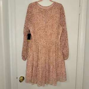 NWT Halogen Abstract Print Long Sleeve Tiered Dress in Ballet Slipper Size XXL thumbnail 4