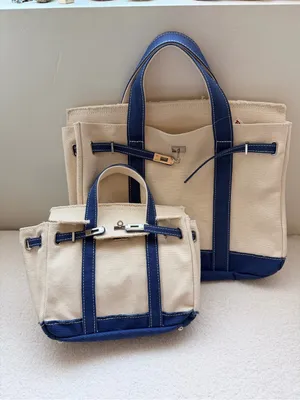 Boatkin Style Mini Canvas Boat Tote Bag Navy Blue with Silver Hardware thumbnail 5