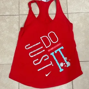 Nike‎ Women Athletic Sleeveless Just Do it Tank Top Red size Small thumbnail 1